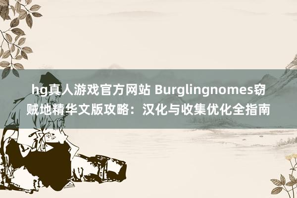hg真人游戏官方网站 Burglingnomes窃贼地精华文版攻略：汉化与收集优化全指南
