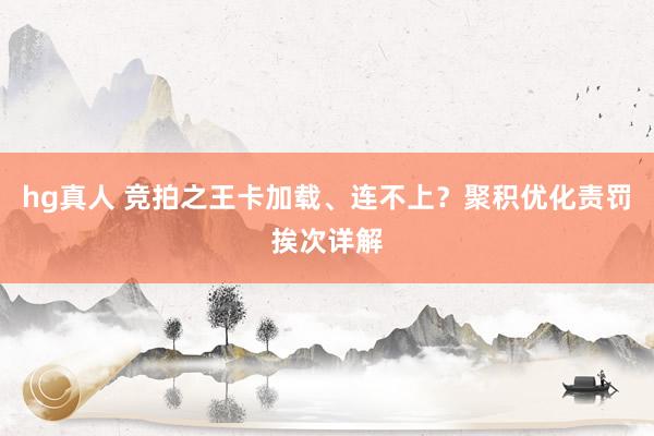 hg真人 竞拍之王卡加载、连不上？聚积优化责罚挨次详解